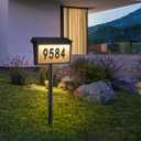 Solar House Numbers Address Sign, Solar Address Plaque for Outside,IP65 Waterproof 3 Colors Temperatures LED Illuminated House Numbers, Wall Mounted & In Ground Address Numbers for House