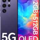 P24 Ultra Unlocked Cell Phone, 12+512GB Smartphone,108MP+48MP Camera, Long Battery Life 4050mAh, 6.7 FHD Screen,Face ID/Dual SIM/GPS/Android 14 Unlocked Phones (Purple)
