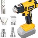 Cordless Heat Gun,350W 572℉-1022℉(300℃-550℃) Fast Heating,Hot Air Gun for DEWALT 20v Battery,5 Nozzles for Tube Bending, Shrinking PVC, Stripping Paint(Tool Only No Battery)
