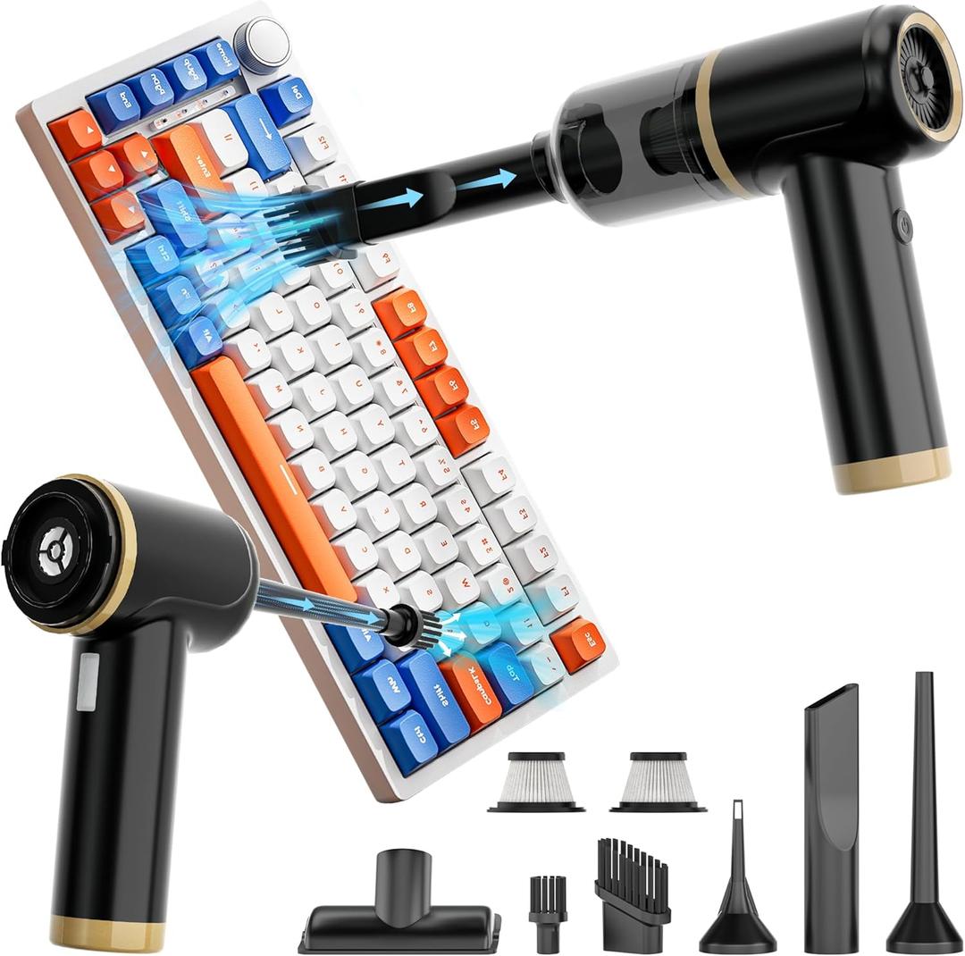 LAZYROSY Handheld Car Vacuum Portable Cordless, 20000PA High Power 4 in 1 Vacuum Cleaner & Air Duster & Air Blower with 4000mAh Brushless Motor and Multi-Nozzles for Car, Home, Office, Camping, Pet