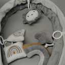 5-in-1 Thick & Plush Baby Play Gym, Baby Play Mats for Floor, Tummy Time Mat with 6 Toys, Convertible Stage-Based Developmental from Babies to Toddlers, Ball Pit, Pet Cushion Cloudico, Grey