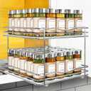 LYNK PROFESSIONAL Pull Out Spice Rack Organizer for Inside Kitchen Cabinets - 10-1/4 inch Wide - Slide Out Drawer  Chrome Sliding Spice Cabinet Organization Shelf Racks - 2 Tier