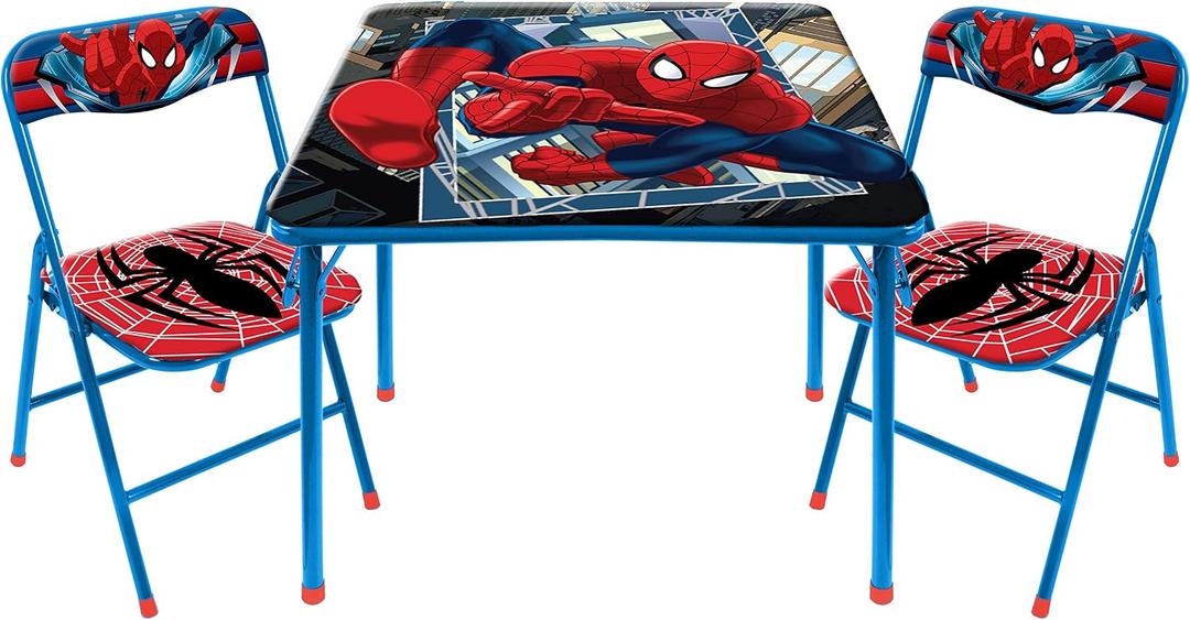 Idea Nuova Marvel Spiderman 3 Piece Children's Activity Square Table and Chair Set, Ages 3+ (NN201039), Onesize