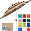 EliteShade USA 10-Year-Non-Fading Solar 9ft 3 Tiers Market Umbrella with 80 LED Lights Patio Umbrellas Outdoor Table with Ventilation, Heather Beige
