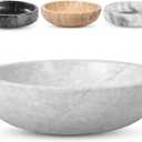 Travertine Decorative Bowl - 7.8 Diameter & 2 Height - Key Bowl for Entryway Table - Organic Modern Centerpiece - White/Gray