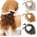 Molans 3Pcs Floral Head Scarf, Chiffon Hair Bandanas Kerchief, Vintage Boho Hair Scarf for Women Girls