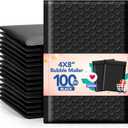 GSSSUSA Bubble Mailers 4x8 Inch 100 Pack Padded Envelopes Usable Size 4x7 Inch Shipping Envelopes Self Seal Small Packaging Shipping Bags for Mailing Jewelry, Small Business, Black