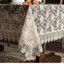 ARTABLE Rectangular Table Cloth Lace Macrame Vintage Tablecloth Shabby Chic Embroidered Oblong Table Cover for Wedding Banquet Holiday Long Dinner Tables (Golden, 51" x 70")