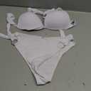 SweatyRocks Women's Ring Linked Halter Push Up Bikini Swimsuit High Stretch Bathing Suit Swimwear Set Swimming Suit Two Piece (Medium, White)