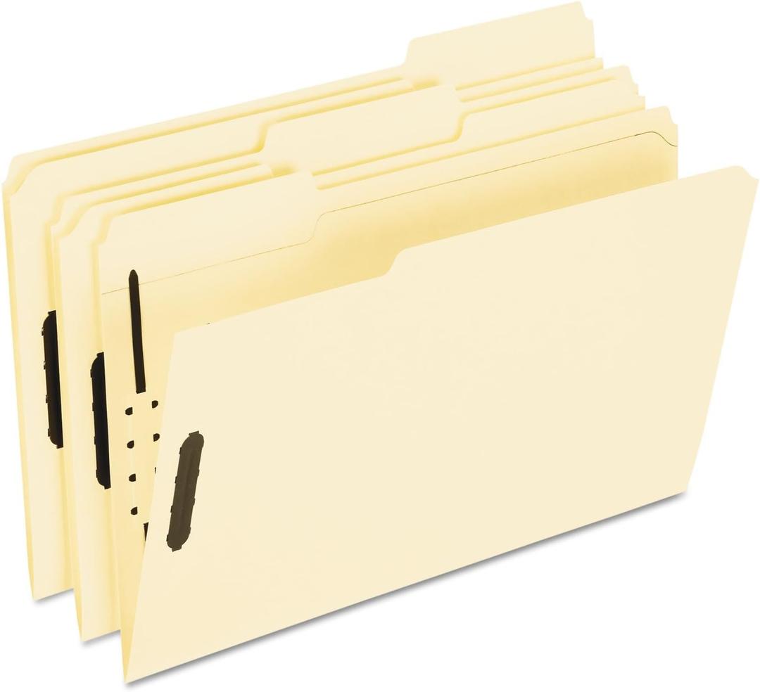 Pendaflex Manila Fastener Folders, Legal Size, 2 Fasteners, 1/3 Cut, 50/BX (FM313EE)