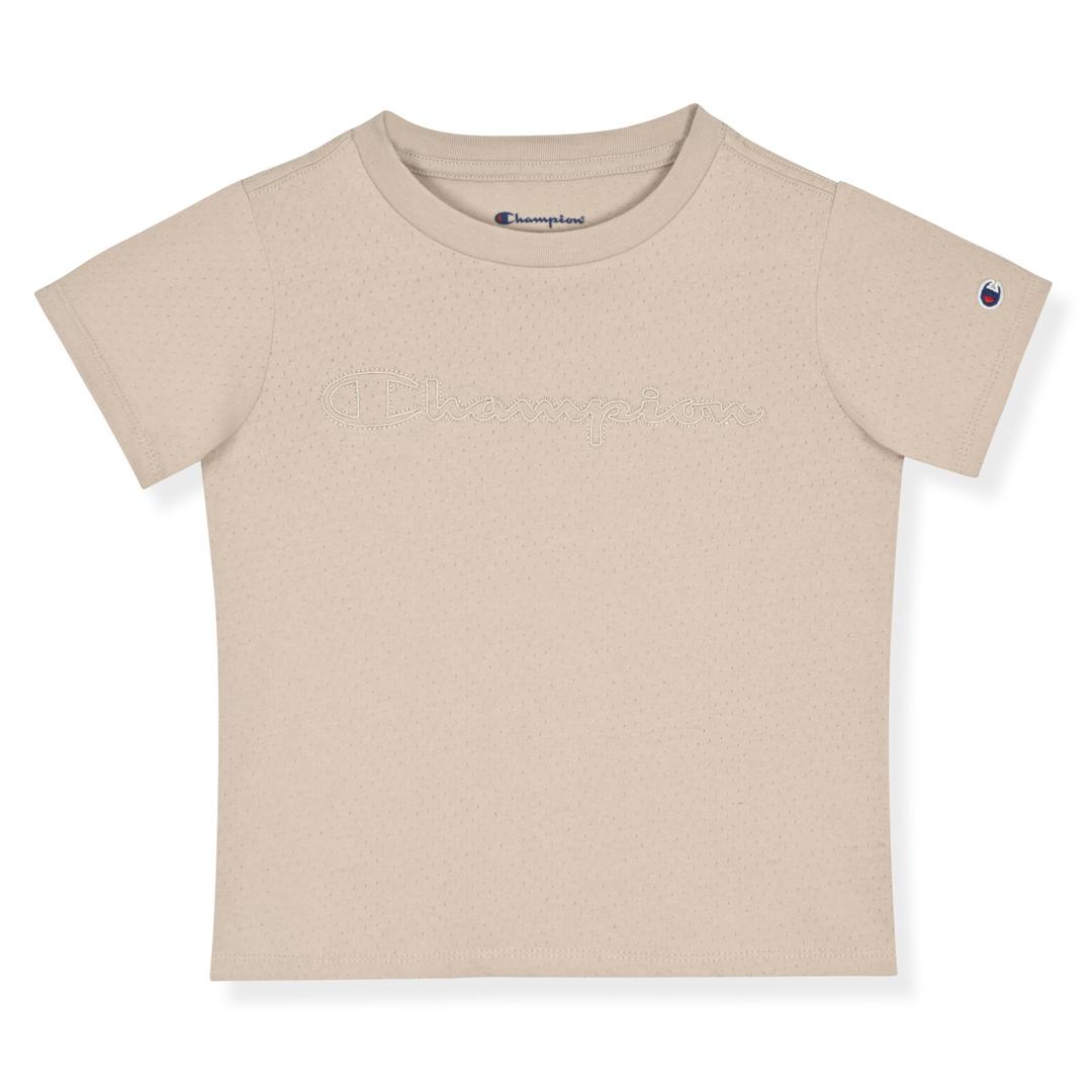 Champion Boys Mesh T-Shirt Short Sleeve Crew Neck Cotton Pinhole Tee Shirts for Kids Beige (M)