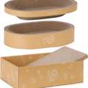 FUKUMARU 3PCS Cardboard Cat Scratcher, Durable Oval Cat Scratch Pad Bed Bowl for Indoor Cats, Round Cats Scratching Board with Kitten Scratcher Box, Couch Sofa Furniture Protector