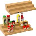 Spice Rack Organizer for Cabinet 2Pack, 3 Tier Expandable Bamboo Spice Storage, Great for Kitchen Cabinet, Cupboard,Pantry and More(Natrual) (Natural1)