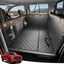 Zanch Heavy-Duty Dog Truck Seat Cover, Flat Solid Back Seat Extender for Multi Large Dogs, Hard Bottom Supports 450 lb, Waterproof Hammock Protector, XL for Full-Size Crew Cab Trucks & SUVs, Orange