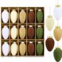 15 Pcs Christmas Velvet Balls Bulk C9 Flocked Christmas Tree Ball Ornaments Plastic Shatterproof Xmas Decorative Hanging Home Ornaments for Xmas Tree Party Holiday Decor (3.15'',Morandi)