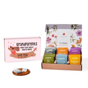 Thoughtfully, Grandparents Tea Box Gift Set, 60 Gourmet Tea Bags in 6 Flavors Including Mint, Earl Grey, French Vanilla, Jasmine, Lemon Honey & English Breakfast, Gift for Grandma and Grandpa (EXP 02/20/28)
