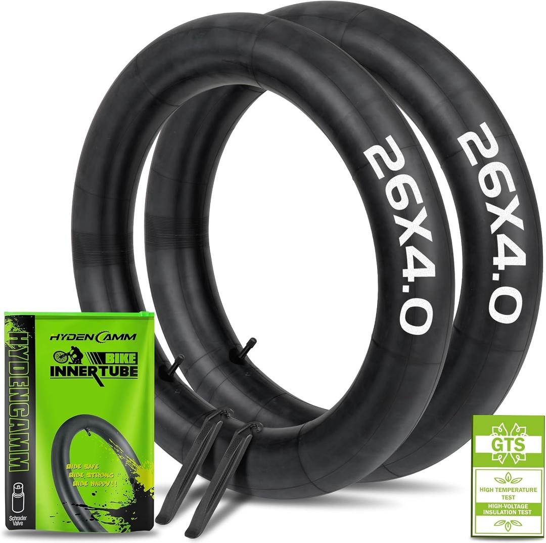 2/4 Pack 20"/26" x4.0 Fat Tire Tube, 20"/26" x3.5/4.0 E-Bike Bicycle Fat Tire Tubes AV 32mm Schrader Valve with 2 Tire Levers, 20"/26" x4 Bike Tube for 20/26 Inch Ebike Electric Bicycle Road Mountain