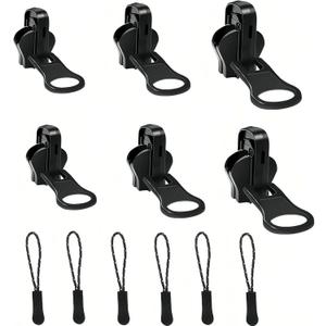 Universal Zipper Repair Kit - 3-Size Double-Sided Zippers Slider Replacement with Zipper Pull for Jackets, Luggage, Backpacks & Outdoor Gear | No-Sew Installation (Black)