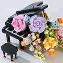 Flower Bouquet Grand Piano Building Blocks Set, 841PCS Music Instruments Bricks Set, Gifts for Adults and Kids (Piano)