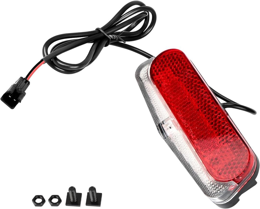 Ebike Rear Tail Light,6V-60V LED Warning Light High Brightness Tail Brake Light with Waterproof SM Connector&38.3" Cable Length Electric Bike Accessories for BAFANG Mid Motor and hub Motor