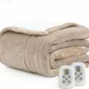 Heated Blanket Electric Blanket Queen Size 84"x90" Fast Heating Electric Blanket with Dual Control 10 Heat Levels & 10 Hours Auto-Off Overheat Protection Cozy Soft Flannel Heated Throw Blanket (Linen)