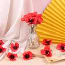 Set of 150 Red Poppy Artificial Flowers Fake Flowers Poppies Head Fake Wildflowers with 6 Inch Flower Branch for Memorial Veterans Day Remembrance Sunday Bouquet Corsages Home Kitchen Decor