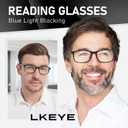 LKEYE Reading Glasses for Men Women Blue Light Blocking Rectangles Computer Readers Wide Frame with Spring Hinge Lightweight Square Eyeglasses LK6021 3pack (+1.0 Strength)