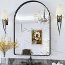 Suidia 26" x 38" Bathroom Mirror, Bathroom Vanity Mirror Metal Framed, Wall-Mounted Mirrors for Bedroom, Living Room, Entryway, Hallway, Black, Arch Style