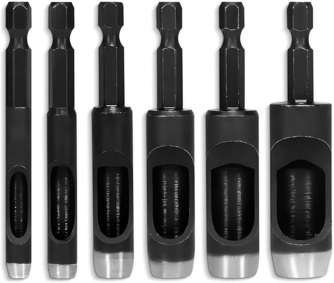 Leather Hole Punch Set - 6 Pcs Drill Bits Set 3/16" 1/4" 5/16" 3/8" 7/16" 1/2" - High-Precision Leather Punch Tool for Belts, Fabric and Crafts - Durable Carbon Steel Tools for Hobby & DIY Use