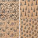 YANGTE Vintage Christmas Wrapping Paper Rolls, Brown & Black Wrapping Paper Christmas with Twine and Greeting Cards, 4 Rolls Holiday Gift Wrapping Paper, 17 x 120 inch per Roll