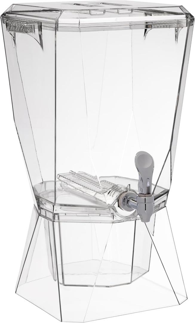 CreativeWare Crown Beverage Dispenser with Base and Name Clip, 3.5 gallon, Clear