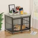 Furniture Style Dog Crates with Sliding Iron Door, Modern Decorative Pet House Dog Cage with Soft Cushion, Indoor Aesthetic Puppy Kennel for Medium Dogs Grey as Shown