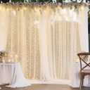 1010ft White Tulle Backdrop Curtain with Lights String for Parites, Sheer Curtain Backdrop Drapes for Wedding Party Home Decorations