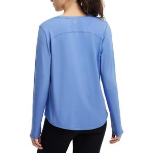 baleaf Women's Long Sleeve Workout Shirts with Elastic Thumb Loop (Blue)