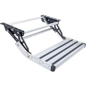 RV Steps, 1-Step, Manual Retractable RV Steps, 400 LBS Load Capacity, Foldable Aluminum Alloy Camper Steps, Thickened Steel Plate Trailer Steps, Non-Slip Design, Ideal for RV, Trailer, Camper (Silver)