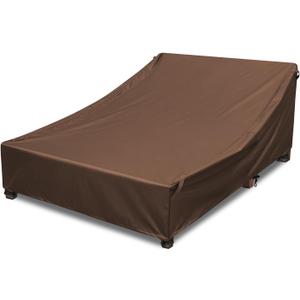 Outdoor Lounge Chair Cover 100% Waterproof Weatherability Patio Double Chaise Lounge Covers, Outdoor Daybed Cover for Double Wide Chaise Lounge Chair Patio Furniture Covers ( Brown)