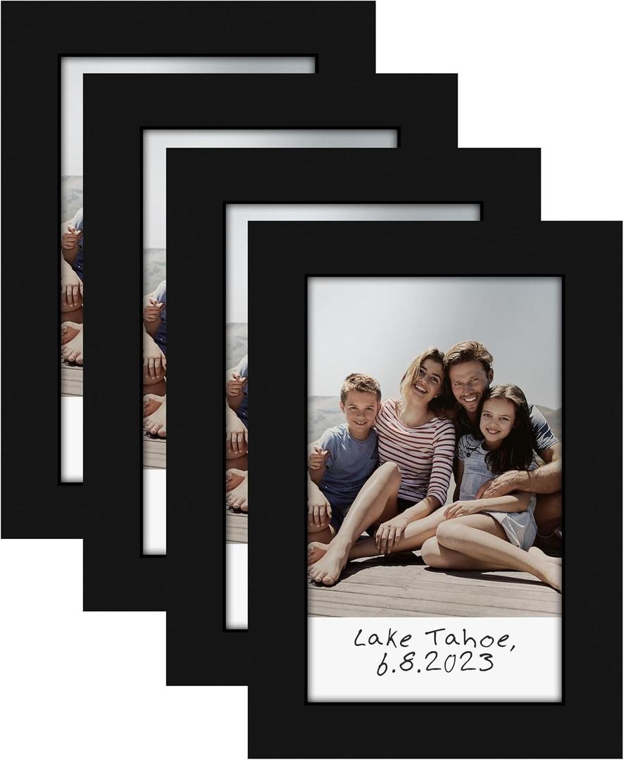 Americanflat 2"x3" Picture Frame - Set of 4 - Use as 2"x3" Frame for Instant-Print Photos - Black Mini Picture Frames for Tabletop and Wall Display with Polished Crystal-Clear Glass