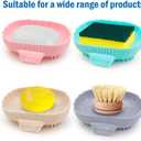 Silicone Self Draining Soap Dish Tray Holder Cute Sea Shell 25Slope for Bar Soap Saver Waterfall Drain Shower Bathroom Sink with Bristles Brush Keep Dry Purple Grey