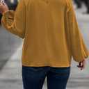 Floerns Women's Plus Size Cold Shoulder Long Sleeve Mock Neck Loose Blouse Top (Yellow, XXXL)