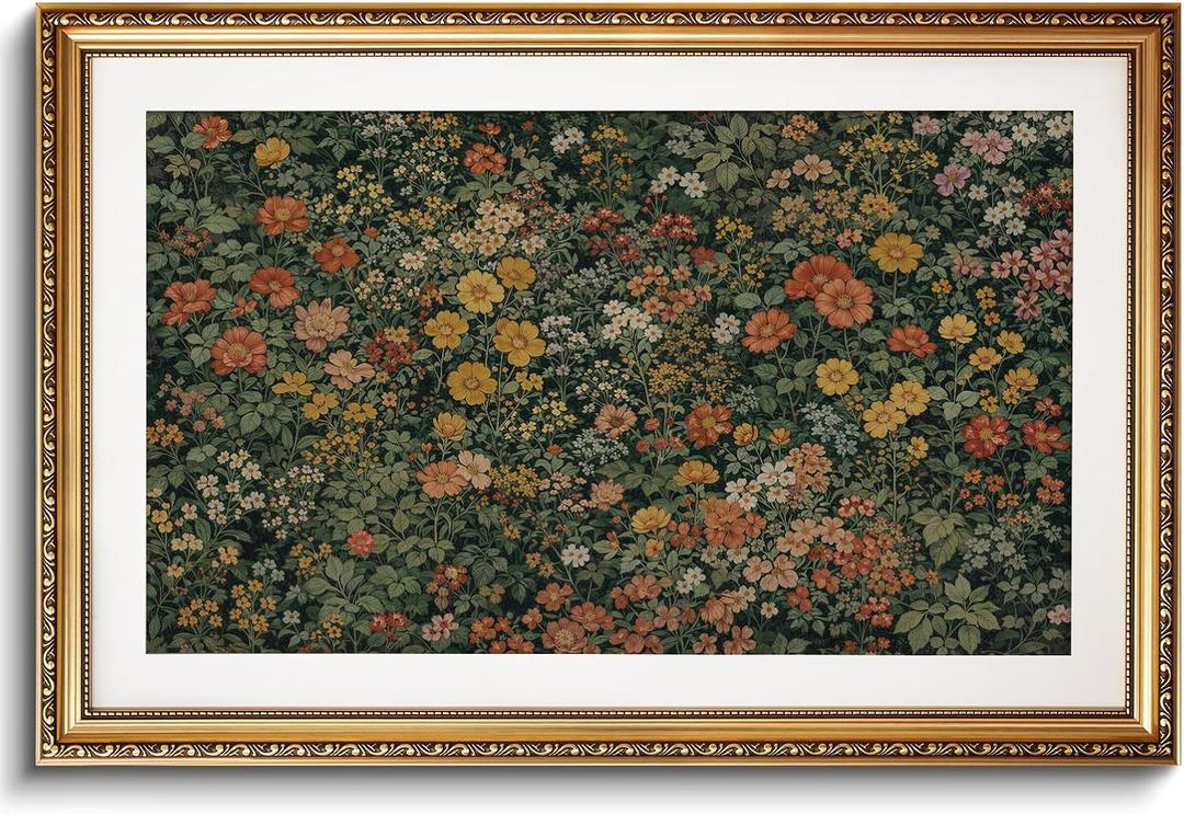 VIYYIEA Large Gold Framed Wildflower Wall Art for Living Room, 24x36 Inch