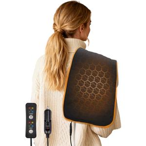 12V Car Heating Blanket 4 Heat and 4 Timer Settings 23" x 11"Portable Mini Travel Electric Blanket for Back Neck Shoulder Abdominal Pain Relief for Car SUV MPV