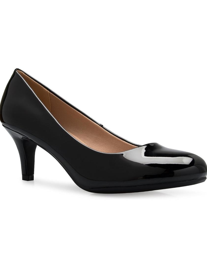 Olivia K Women's Comfort Classic Round Toe Kitten Low Mid Heel Dress Pumps 7,5, Black 