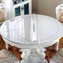 LovePads Round Clear Table Protector, 1.5mm Thick 44 Inch Plastic Table Cover, Waterproof Vinyl Tablecloth Round Protective Tabletop Pad for Kitchen Countertop Coffee Desk, Heavy Duty & Easy to Clean