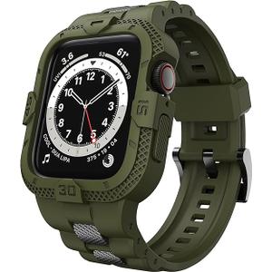 GELISHI Bands Compatible for Apple Watch Band 41mm 40mm 38mm, Men Sport Rugged Band with Protective Case for Watch Series 9 8 7/Series 6 SE 5 4 3, Army Green