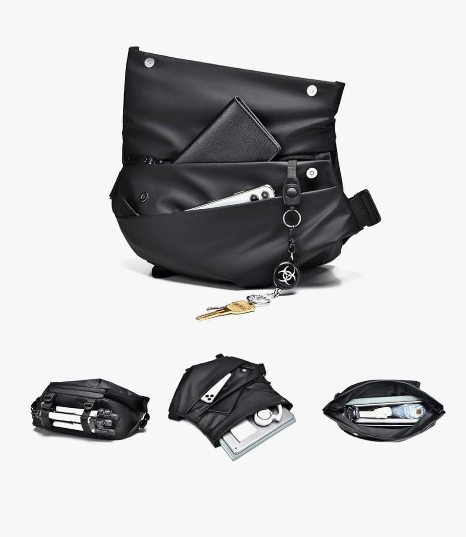 Sling Bag for Men, Fashion Cross-Body Bag Mens Small Travel Backpack with Water Bottle Holder Casual Daypack for Hiking