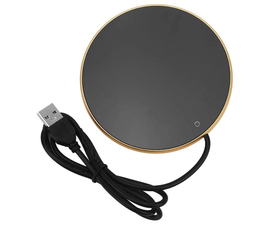 Smart Coffee Mug Warmer, 3 Levels Temperature Setting USB Powered Beverage Cup Warmer for Home Kitchen Office Desk Use(Gold)