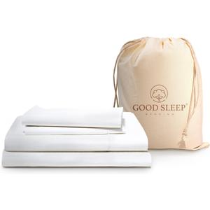Good Sleep Bedding California King Sheet Sets - 100% Egyptian Cotton Sheets California King Size, 4 Pc, Cal King Sheet Set, Soft Sateen Weave, 16" Deep Pocket California King Sheet Set - White