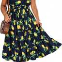 RITERA Plus Size Dress for Curvy Women Summer Cap Sleeve V Neck Maxi Dress Boho Dresses Floral/Gliiter 2XL