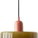 Mid Century Modern Pendant Light Orange Green Glass Hanging Light Nordic Large Single Lamp Vintage Farmhouse Dining Room Chandelier Over Table Kitchen Island Bedroom Hallway Restaurant