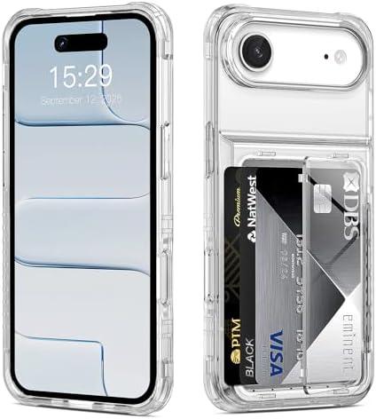 ACANDYA for iPhone Air Case Wallet Clear Protective Phone Case with Credit Card Holder Heavy Duty Protection Shockproof Anti-Scratch Anti-Yellow Cover for iPhone 17 Air 6.5 inch Transparent
